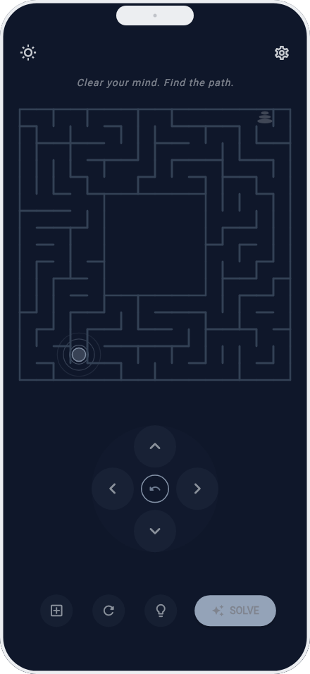 Mazefulness app screenshot 1 of 6 (iphone, dark theme)